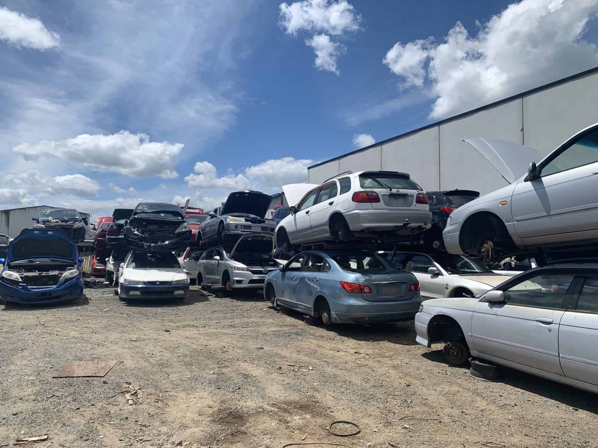 Scrap car yard in Whakatane filled with old and unwanted vehicles